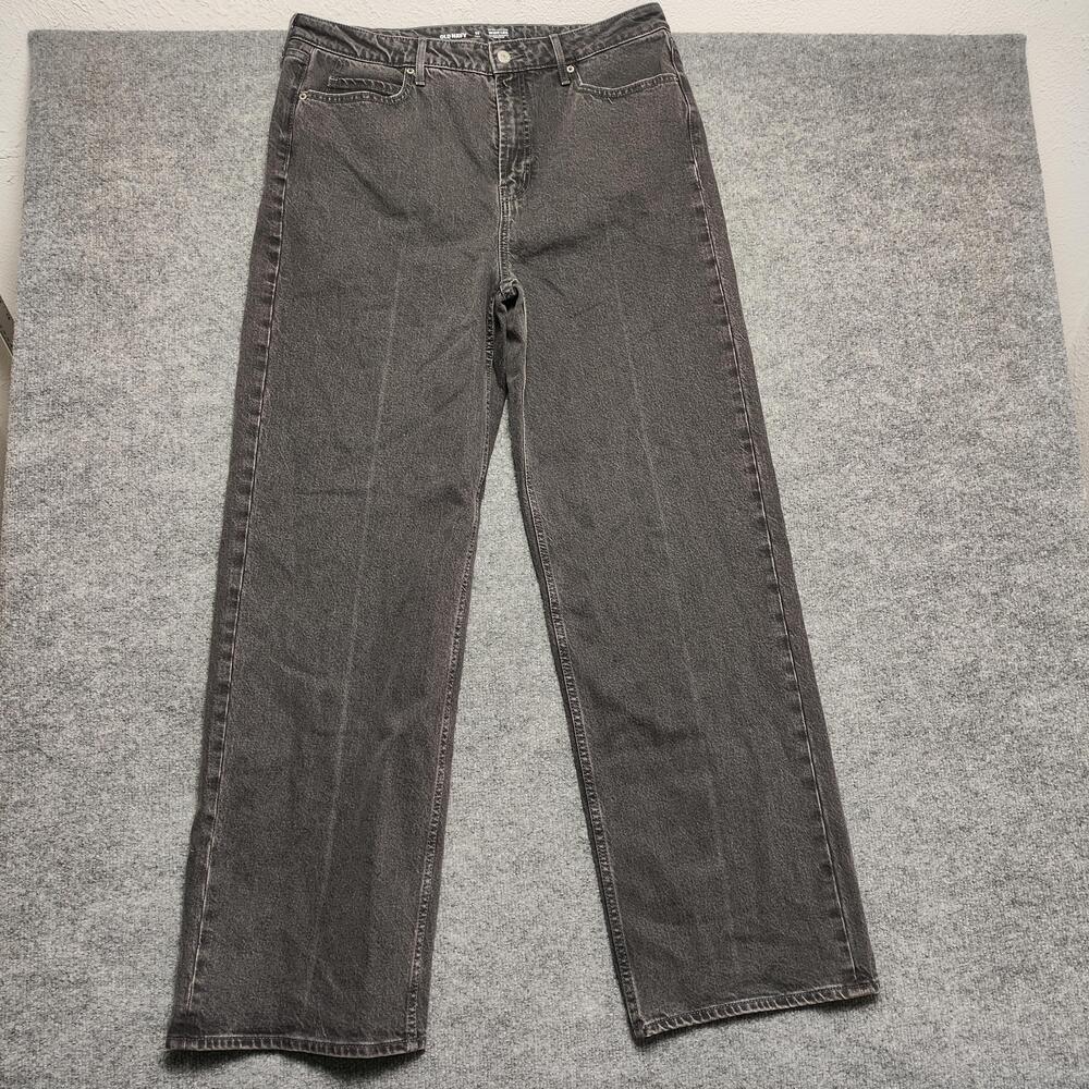 Old Navy Extra High-Rise Wide-Leg Jeans Womens 14 Tall Charcoal Denim Stretch